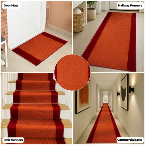 Terracotta border stair runner - terracotta,