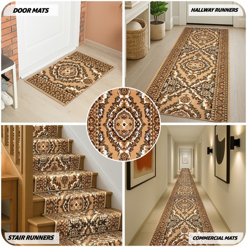 Beige medallion stair runner - stair,